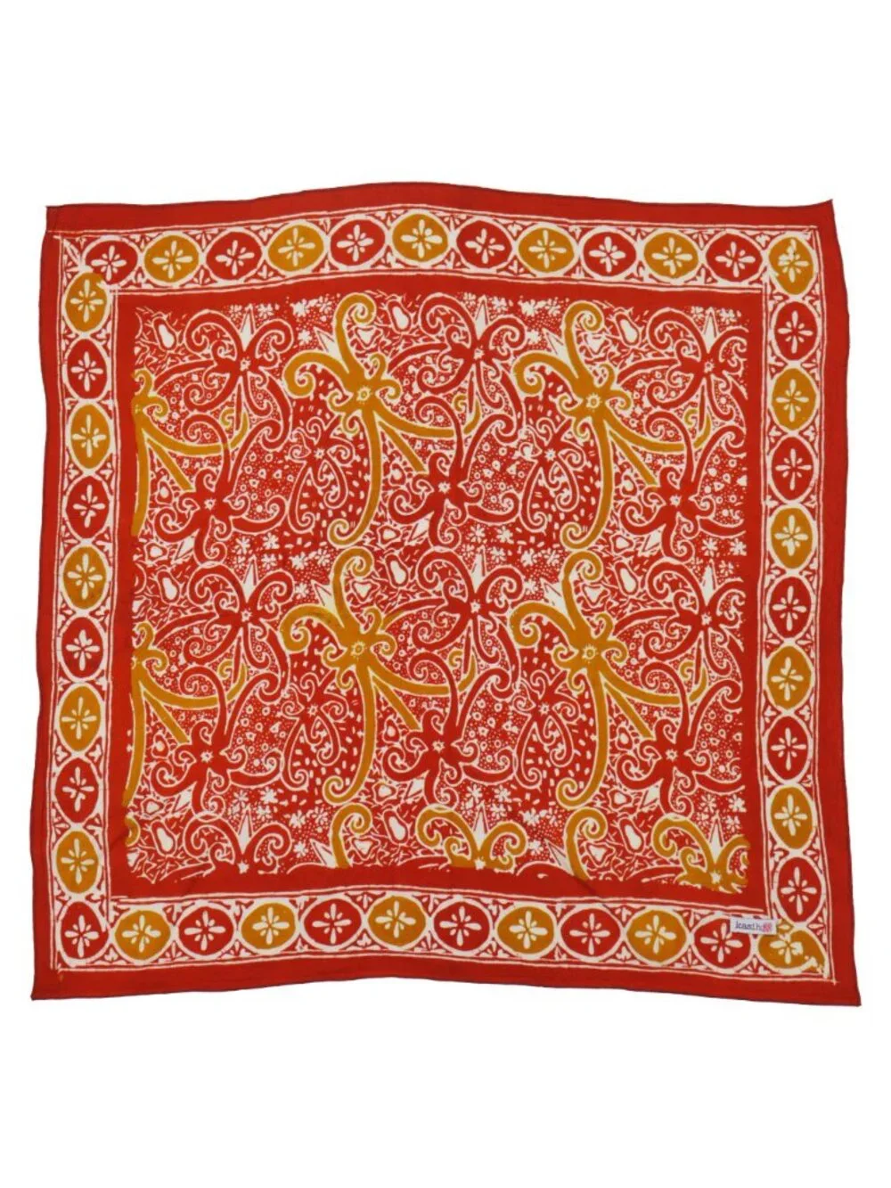 Hand Dyed Batik Bandana, Sultan's Crest, Red Yellow